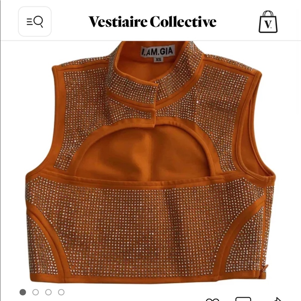 I.AM.GIA. Orange glitter top, size XS. Brand new without tags, never worn.